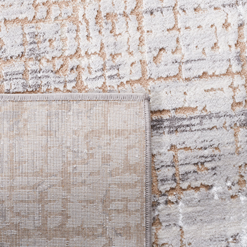 Amelia Gray and Beige Synthetic Hand-knotted Area Rug