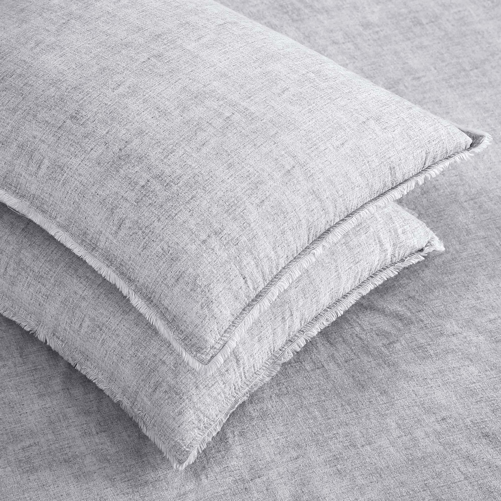Emington Cotton Comforter Set, King Comforter + 2 King Shams, Light Gray