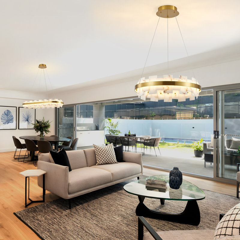 Modern Alabaster Linear Chandelier