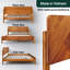 Très grand lit plateforme en bois d'acacia massif RORNS Bifrost avec tête de lit et pied de lit de style Mid-Century, sans sommier tapissier, support de lattes robuste, résistant aux égratignures et à l'eau, finition caramel-1016486412-1016486410