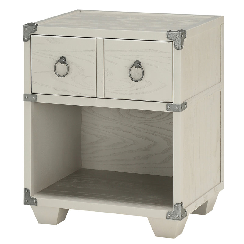 Table de chevet compacte grise avec tiroir, tablette et option de charge
