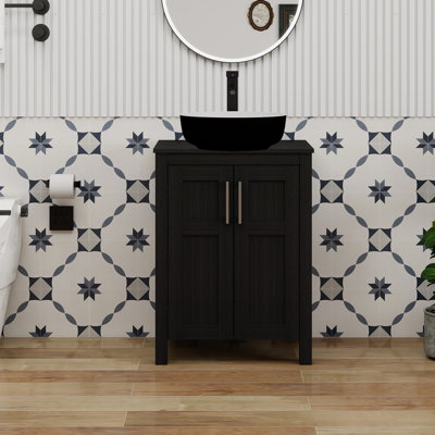 Meuble-lavabo simple autoportant de 24,4 po avec plateau en bois manufacturé Kreutzer
