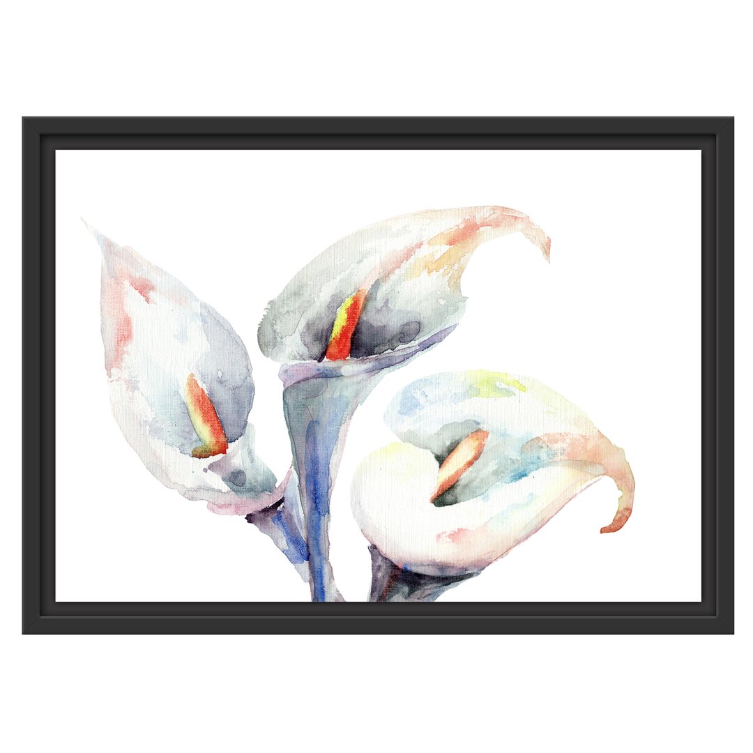 Gerahmtes Wandbild Aquarell Blüten Callas Kunst