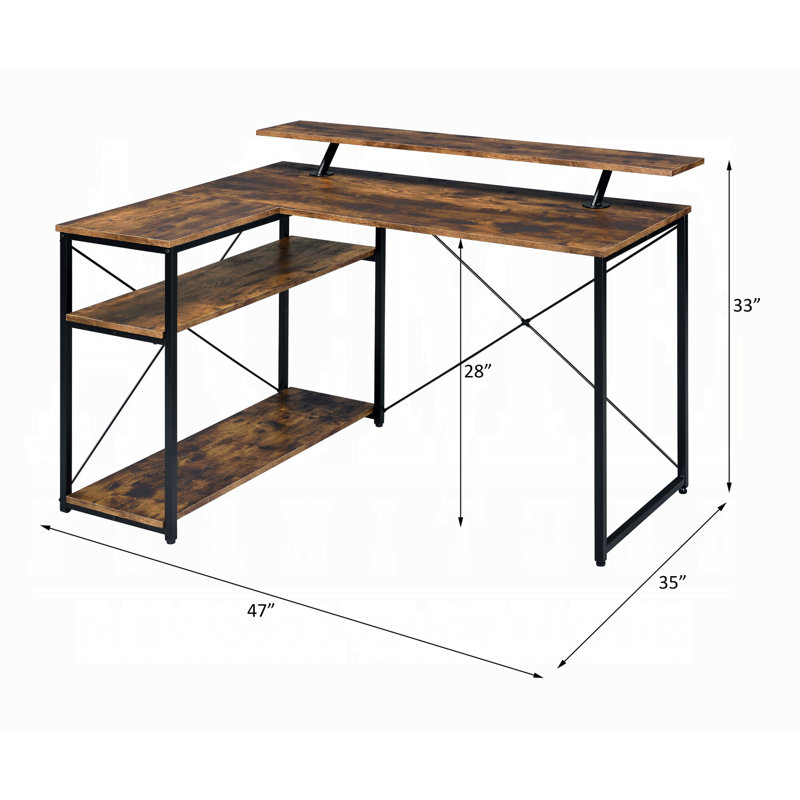 Corson L-Shaped Writing Desk, Brown