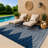 Geometric Navy/Blue Indoor/Outdoor High-Low Area Rug-515871118