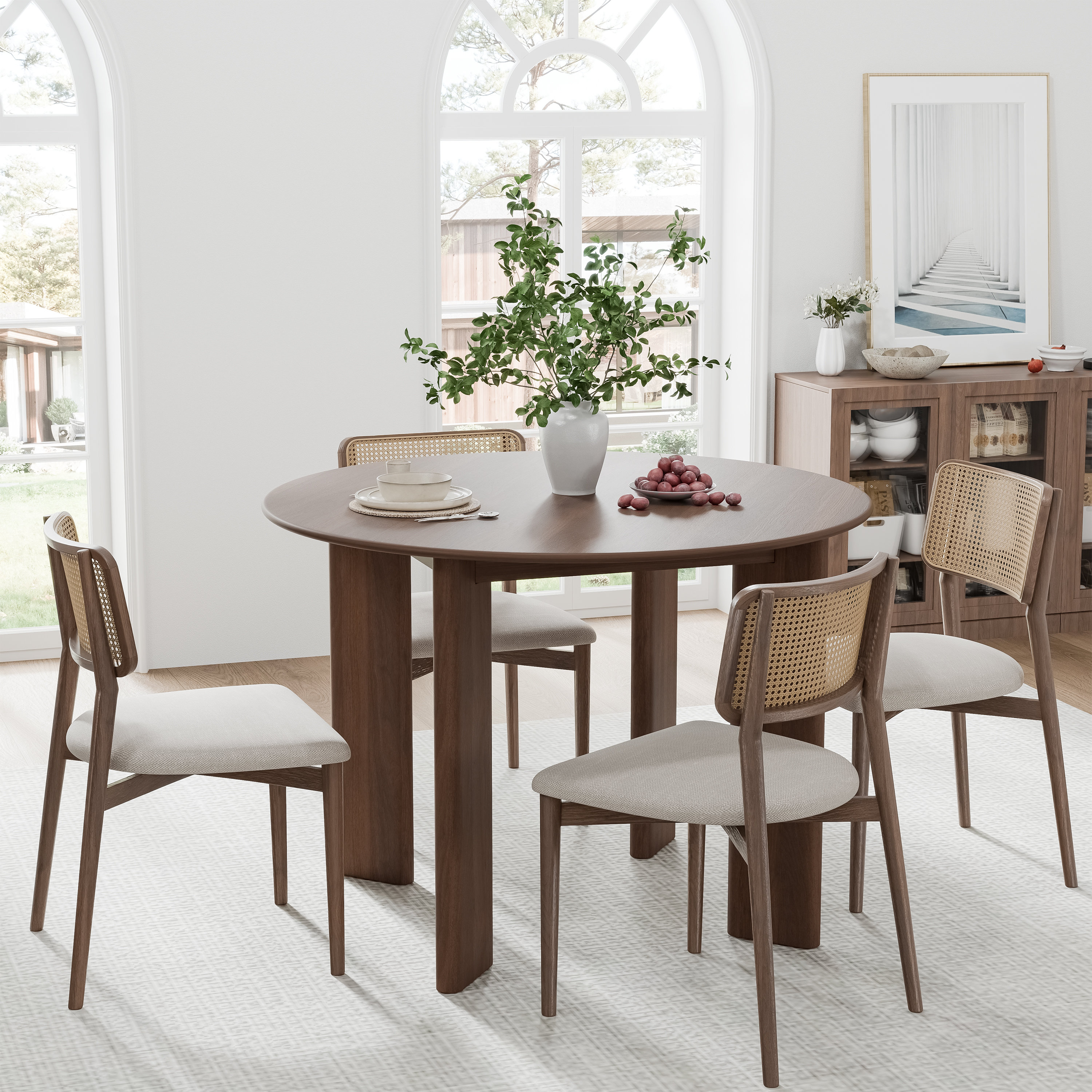 Ebern Designs 30“H ”Round Wood Dining Table Kitchen Table with 4 Legs & Reviews | Wayfair