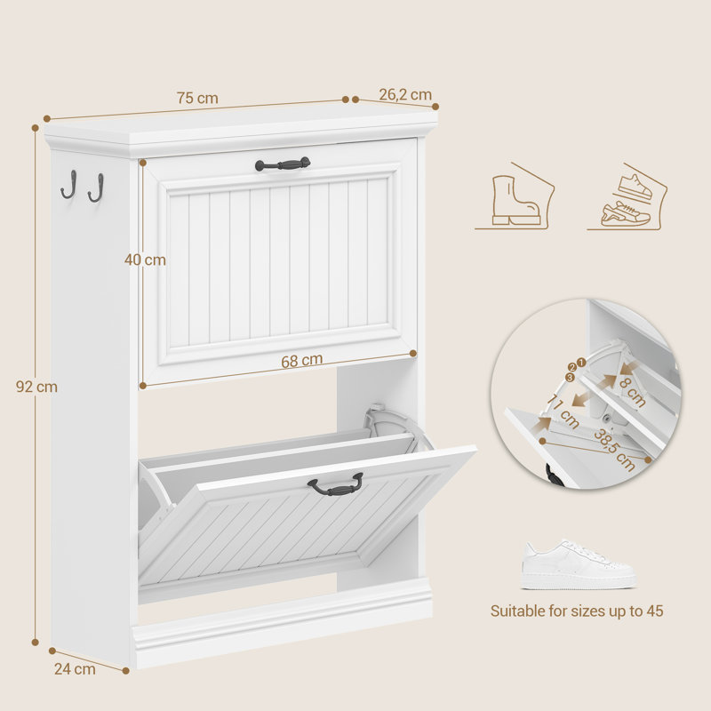 Shoe Cabinet with Flip Drawers, wooden shoe cabinet, Adjustable Dividers, Space-Saving Slim Cupboard, shoe cabinet storage hallway, Entryway 