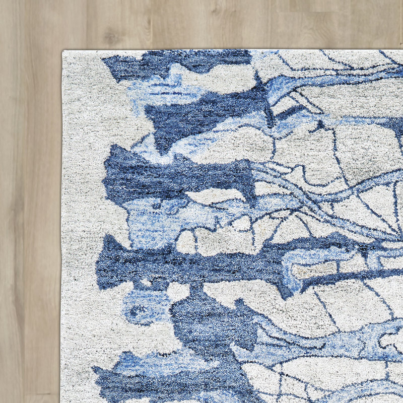 Banford Viscose Abstract Indoor Rug, Rectangle 7'3" x 9'3"