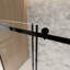 Porte de douche coulissante simple pour salle de bain 56 - l 60 po x H 60 po, verre trempé transparent de 6 mm, film, rail carré noir mat, poignée en acier inoxydable, conception américaine, grandes roues pour une douceur à long terme,