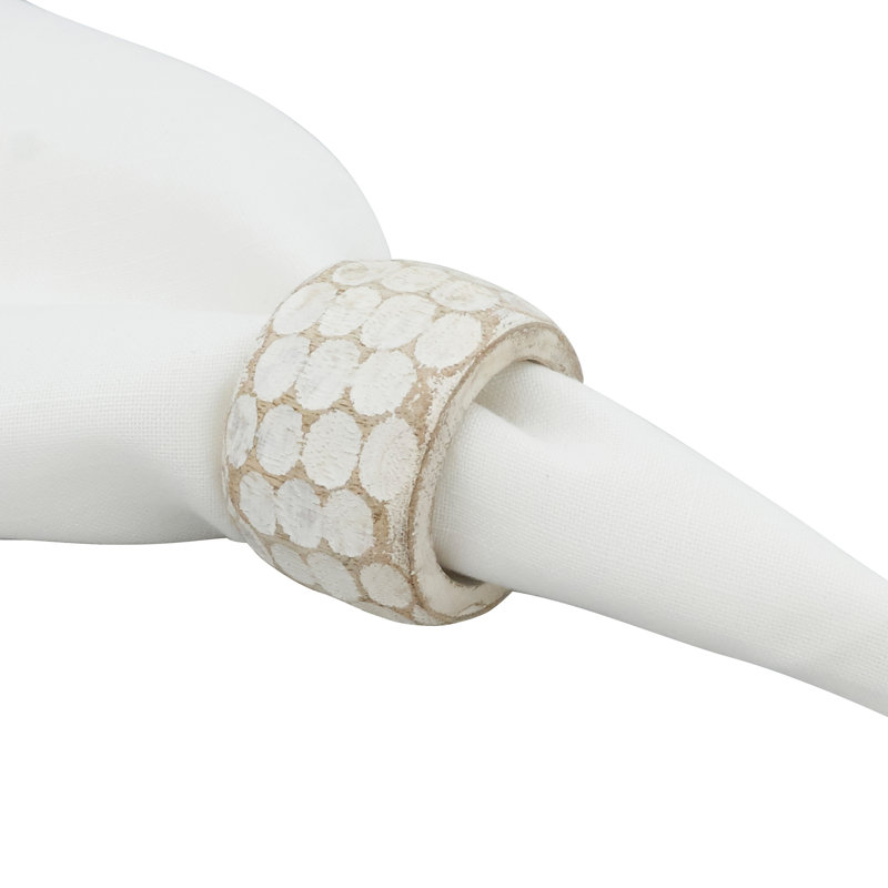 Anneau de serviette en bois de mangue, Blanc