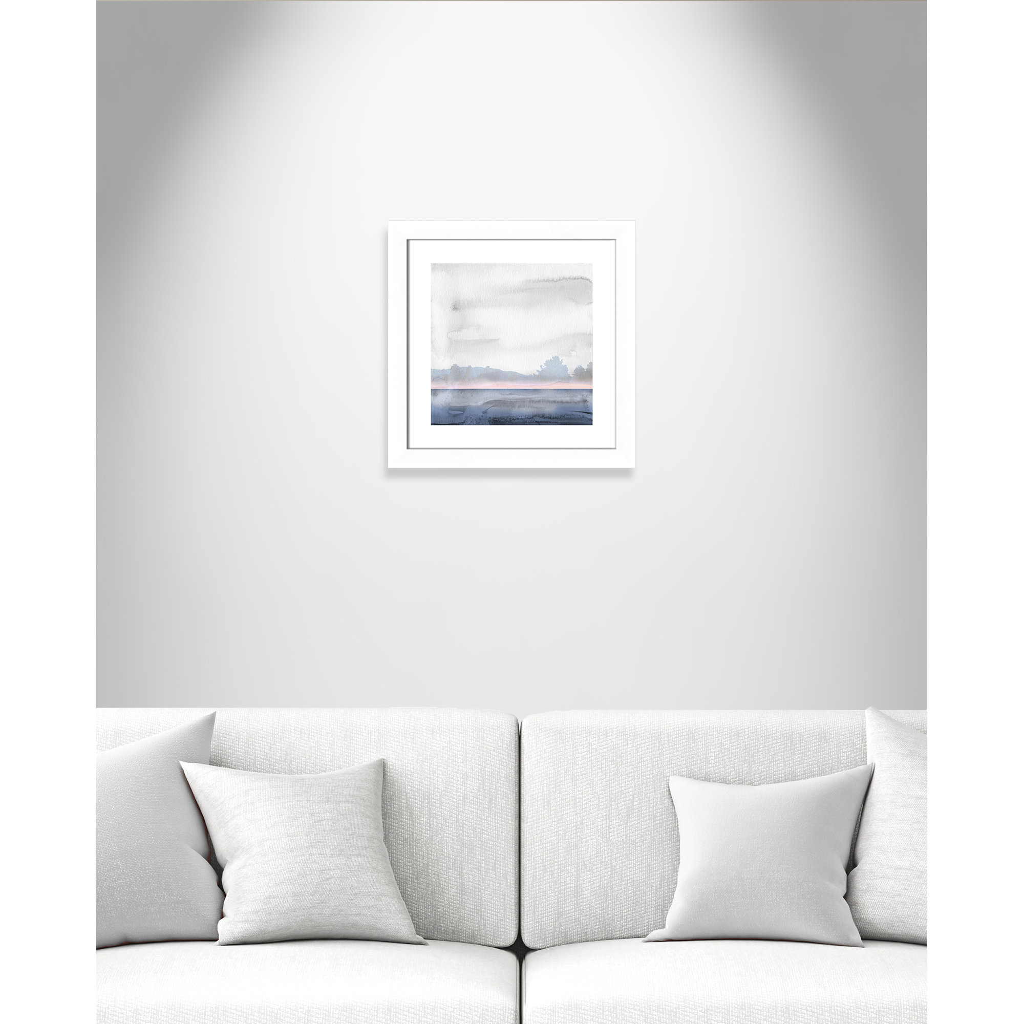 Rose Shores II - Painting, White Framed, 18.5" H x 18.5" W x 1.25" D