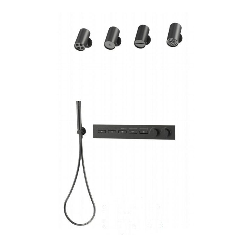 Milan Modern 5 Function Ceiling Mounted Thermostatic LED Shower System with Rainfall and Waterfall