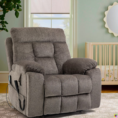Vayun 40.94"W 180° Flat Lay Power Recliner, Massage Heater, Cup Holders, Dual Motors