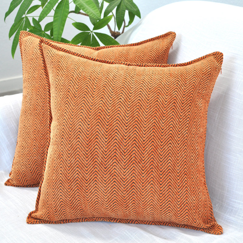 Housses de coussin Chevron , H 20 po x l 20 po, Orange, Housse de coussin seulement - sans coussin