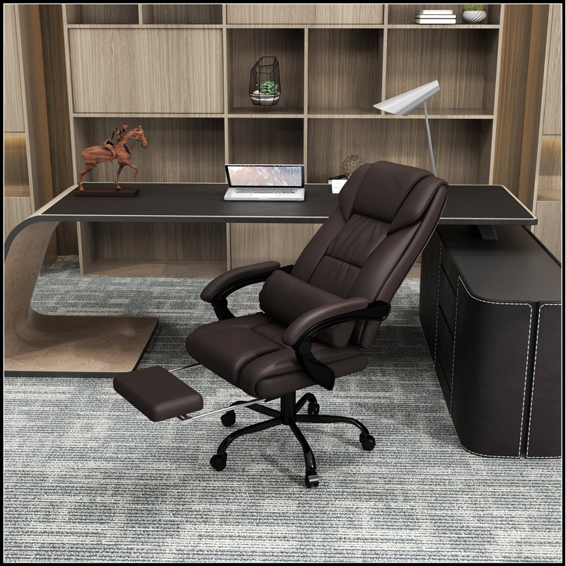 Fauteuil de bureau à haut dossier avec massage à 6 points, réglable en hauteur, inclinable et repose-pieds rétractable pour un confort ultime