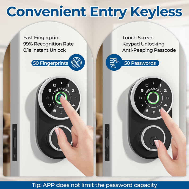 Bouton de porte à empreinte digitale 4 en 1 avec clavier