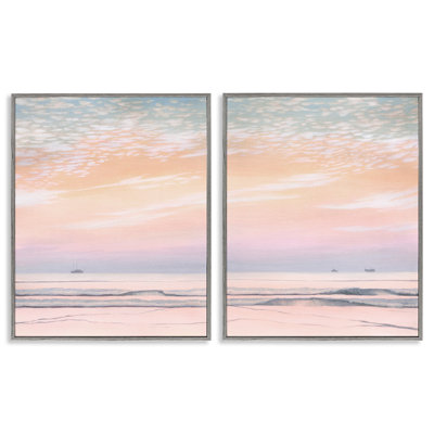  «Peachy Coastal Sunrise», ensemble de 2 estampes numériques par Grace Popp