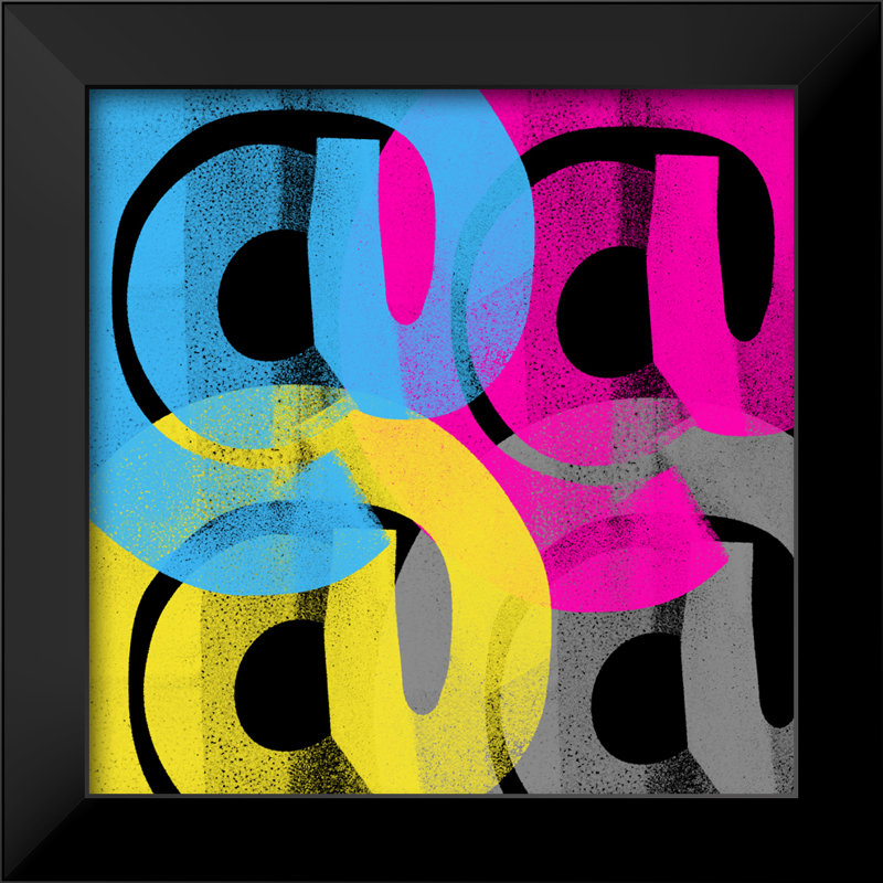 AT Graffiti Pop Art-Giclée sur papier avec cadre noir carré, Noir, H 18 po x l 18 po x P 2 po