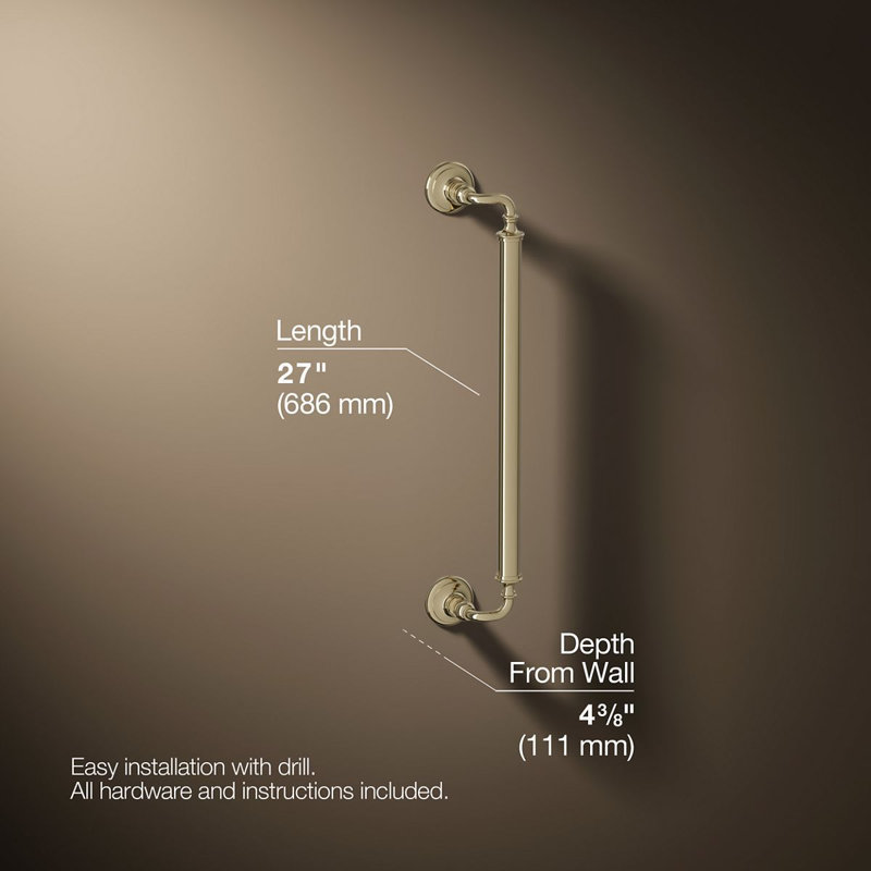 Kohler Artifacts Grab Bar, 24"W, Vibrant French Gold