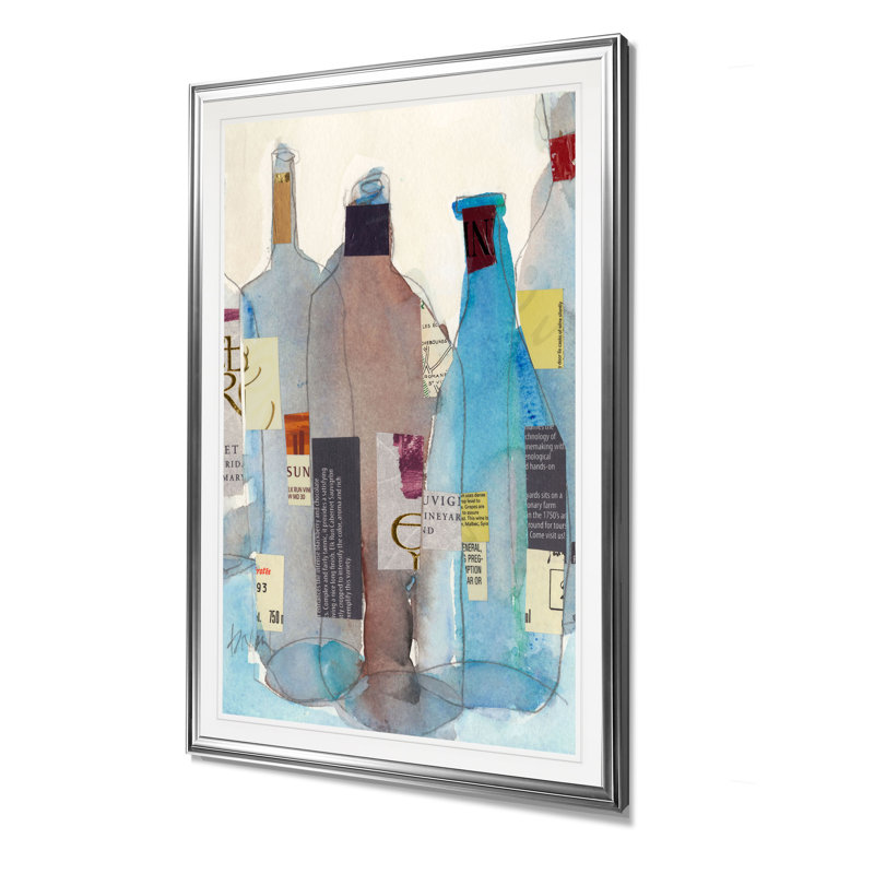 « the wine bouteilles i », impression, H 24 po x l 20 po x P 1,5 po, Cadre argenté