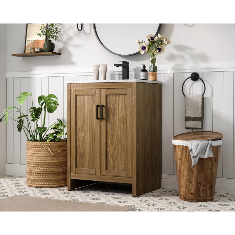 Ahner 24 inch Single Bathroom Vanity, Walnut Brown