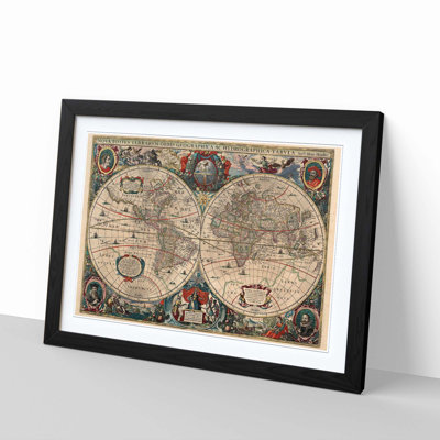 Vintage World Map 2 by Henricus Hondius II - Single Picture Frame Print