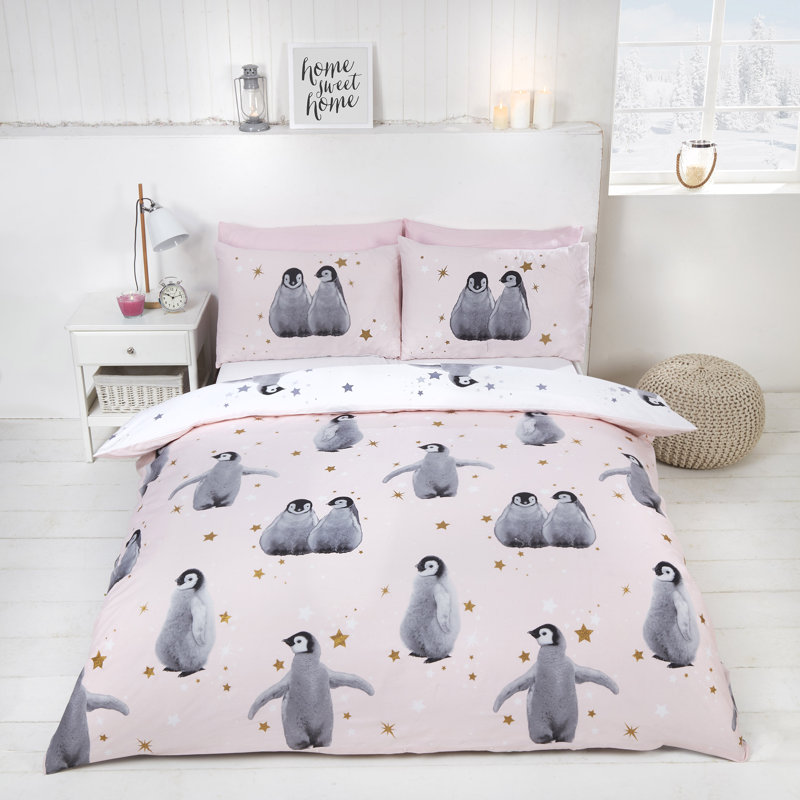 Kinsey Reversible Duvet Cover Set, Kingsize Duvet Cover + 2 Standard Pillowcases, Blush Pink