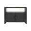 Two Door Console With Open Shelf In Natural Grasscloth With Cerused Oak Handles-1525210283