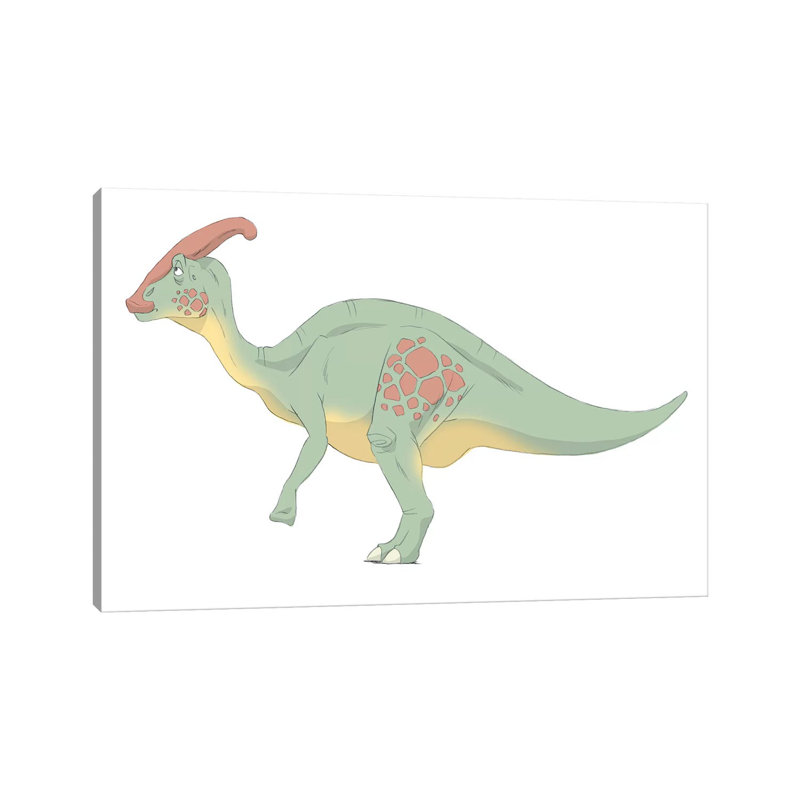 Parasaurolophus Pencil Drawing With Digital Colour by Alice Turner - Wrapped Canvas Print