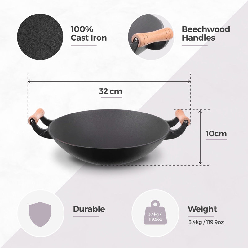 Cast Iron Wok - 32cm 