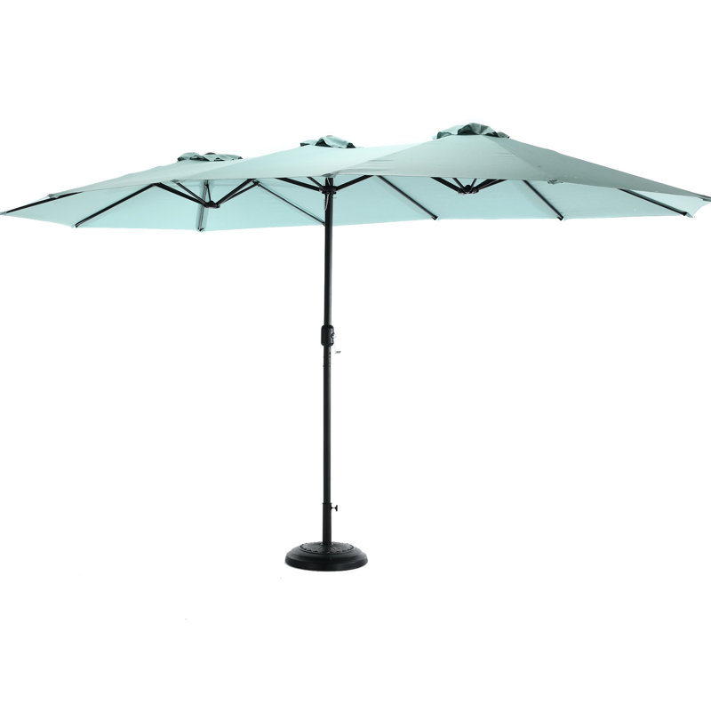 Parasol de patio à double face 14,8 pi. Grand rectangulaire. 100% tissu. Fonction de fermeture et d'ouverture facile. Idéal pour le contrôle de la manivelle de jardin, au bord de la piscine ou dans la cour arrière. Cour arrière parfaite, utilisation dans le jardin