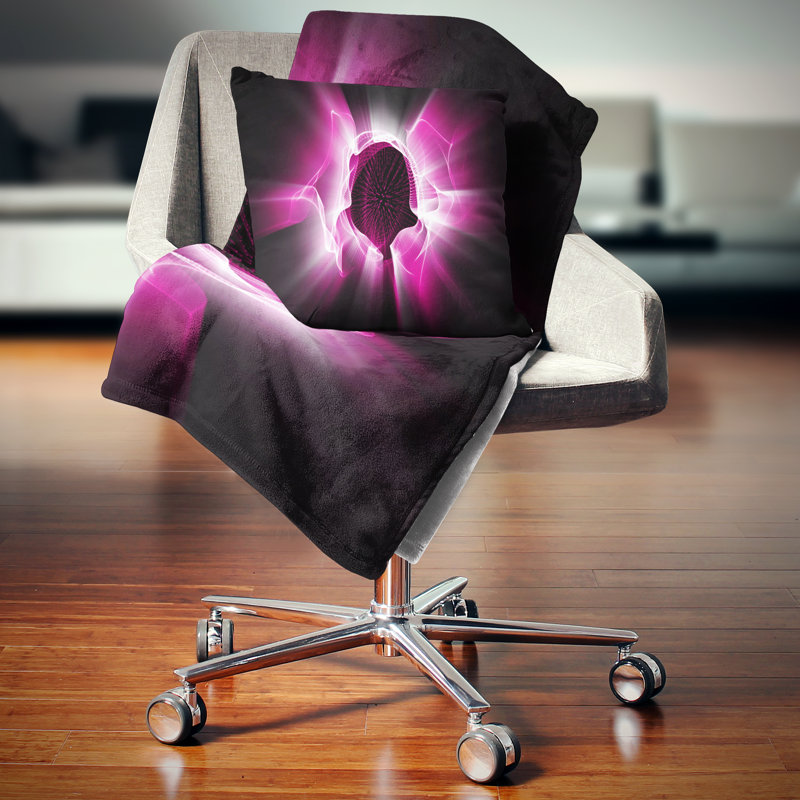 Fractal Light Shine - coussin imprimé abstrait, 16 po x 1 po, Coussin décoratif, Mauve