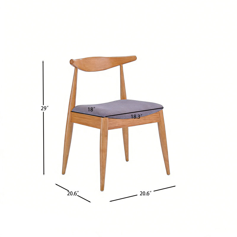 Set Of 2 Rubberwood Dining Chairs With Backrest And Comfort Cushions