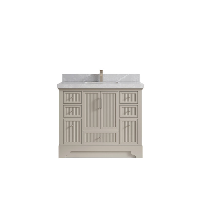 Alys 42'' Single Bathroom Vanity with Quartz Top, Pearl Gray
