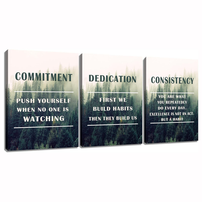 Inspiré sur toile, art mural, dévouement, consistance, engagement, citations, entrepreneur, peinture, affiche, décoration murale pour la maison