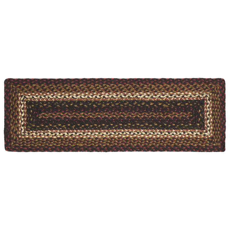 Tapis d'escalier rouge / noir / brun clair Zahid, Rectangulaire 8,5 po x 2 pi 3 po