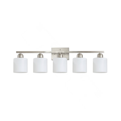 Brushed Nickel Bathroom Light Fixtures, 5-Light Modern Vanity Light Over Mirror, E26 Socket (Bulbs Not Included)
