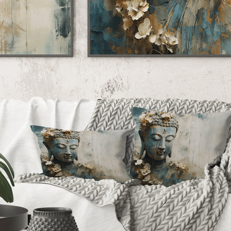 Statue de bouddhisme religieuse - coussin décoratif imprimé bouddhisme
