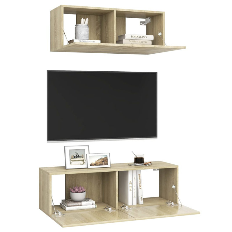 TV Cabinet Set Engineered Wood, Sonoma Oak