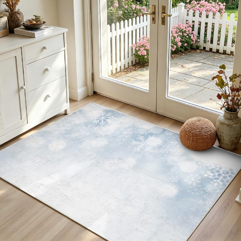 Tapis bleu abstrait lavable à la machine, Noël et nouvel an, Rectangle 39 po x 63 po