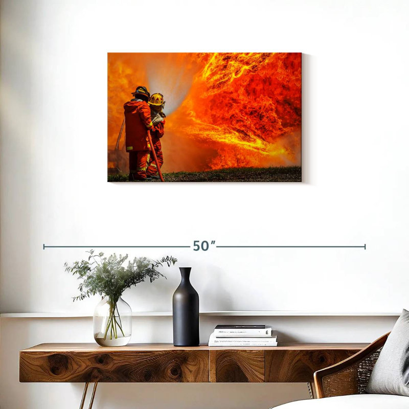 Lelar Blazing Fire Firefighters, 20" H x 30" W