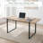 Modern Industrial 59" Rectangular Dining Table With Black Metal Legs And Engineering Wood Top-187625113