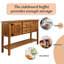 Console de 48 po en bois massif avec 2 tiroirs, armoires et tablette inférieure, armoire de rangement pour salle à manger de style rétro avec armoire de rangement (brun), buffet-1523563066