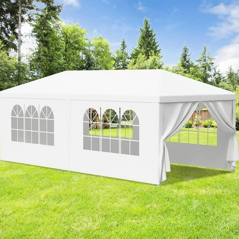 Grand pavillon de jardin 10 po x 20 pi avec parois en tissu imperméable et piquets de sol amovibles