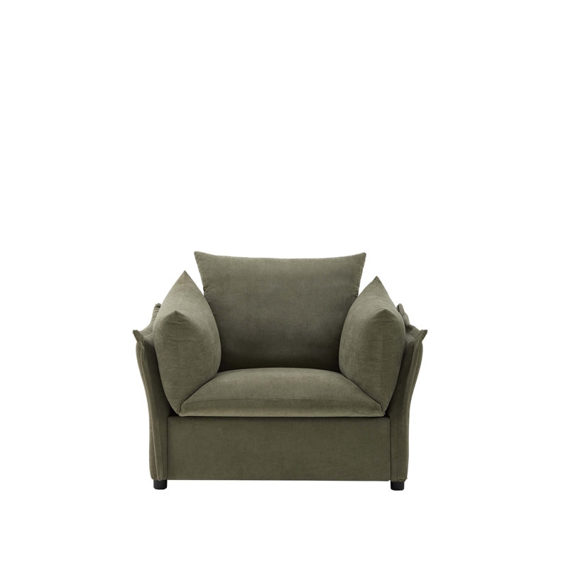 Fauteuil surdimensionné confortable avec revêtement en chenille douce pour la détente, Tissu vert