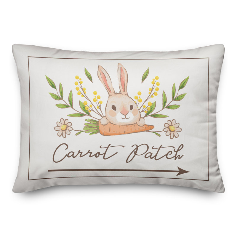 Coussin décoratif à motif de lapin et de carotte