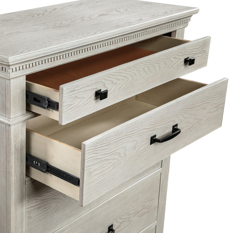 Izaguirre Wood 5-Drawer Chest In Gray
