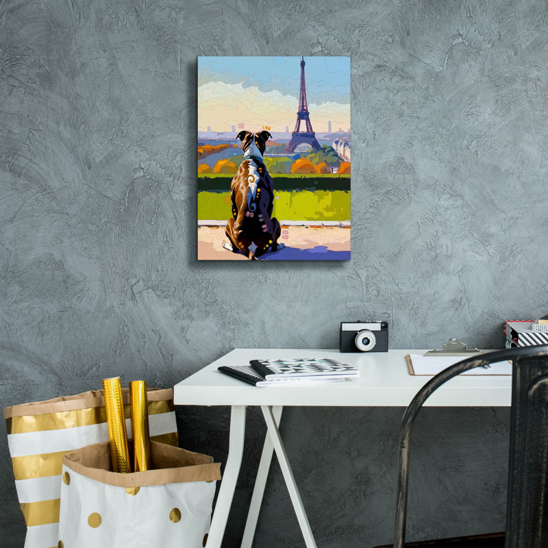 "Epic Graffiti" Eiffel Pittie "par Dean Russo, art mural sur toile, 12 po x 16 po