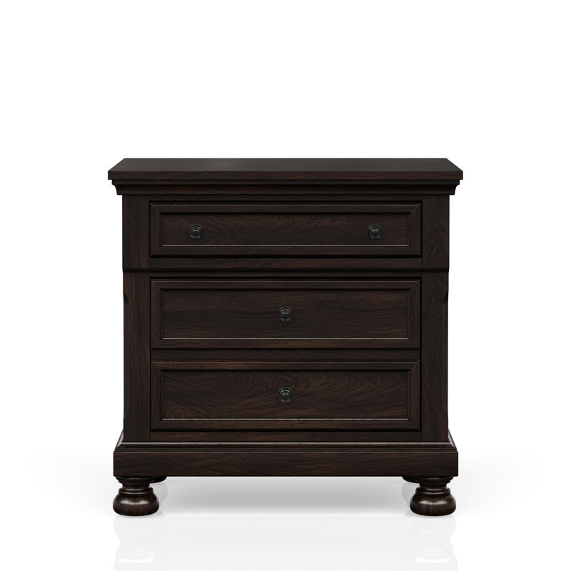Table de chevet en cerisier foncé avec deux tiroirs - idéale pour la chambre à coucher
