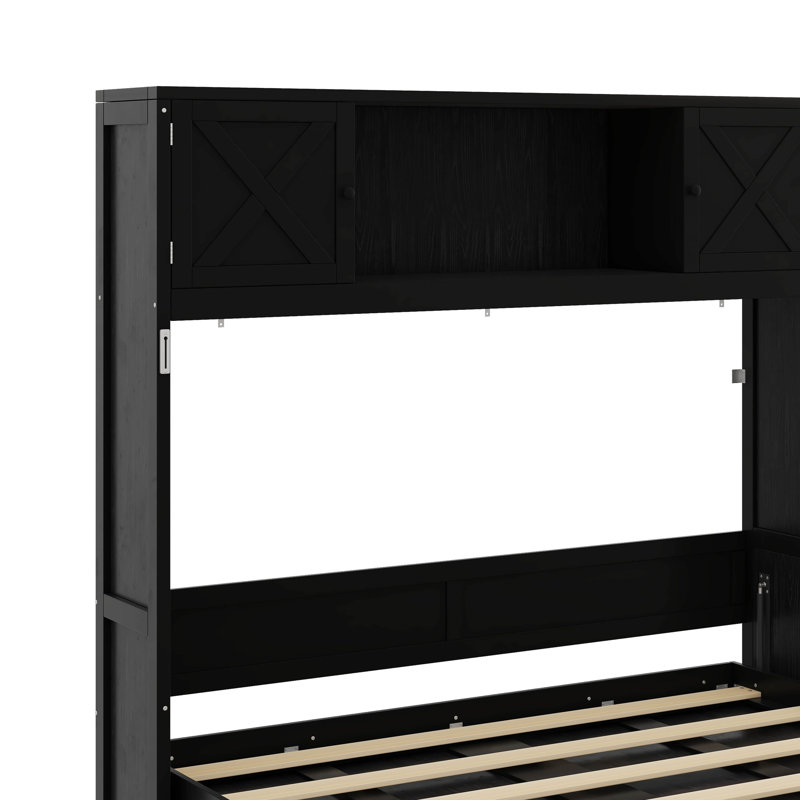 Lit escamotable double avec armoires de rangement